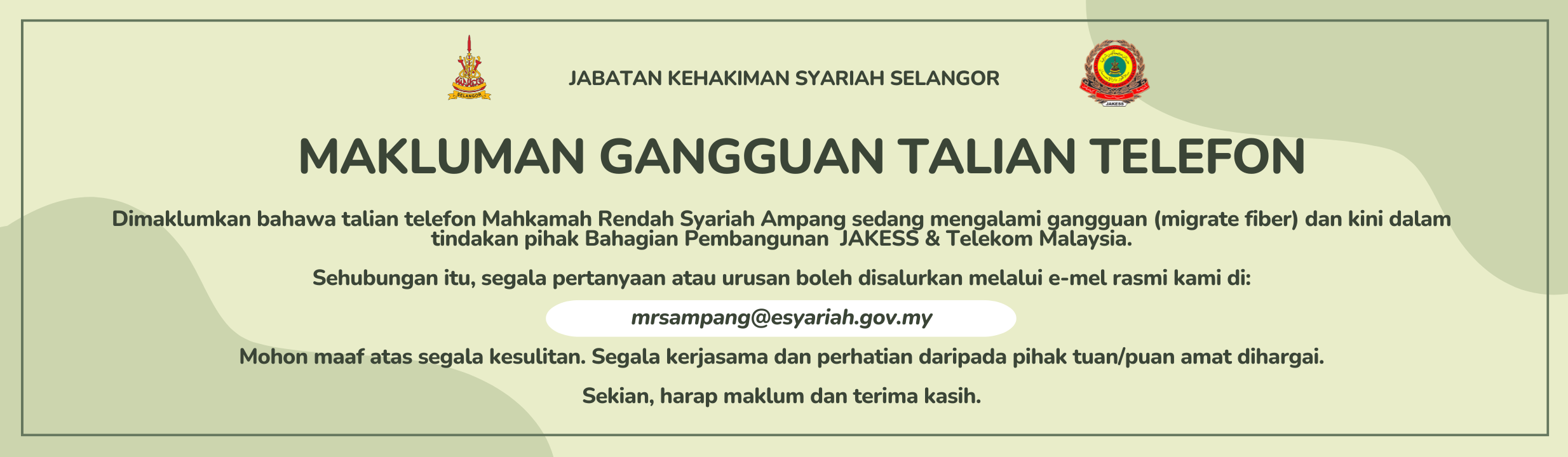 Banner Penutupan Sementara Operasi MRS Gombak Timur